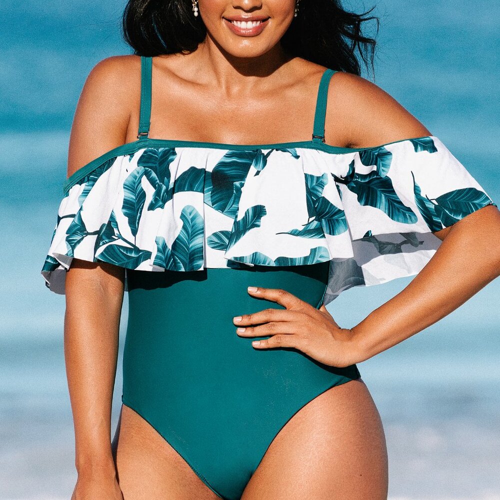 Cupshe Zora Tropical Plus Size One Piece Swimsuit | 0X | NWT